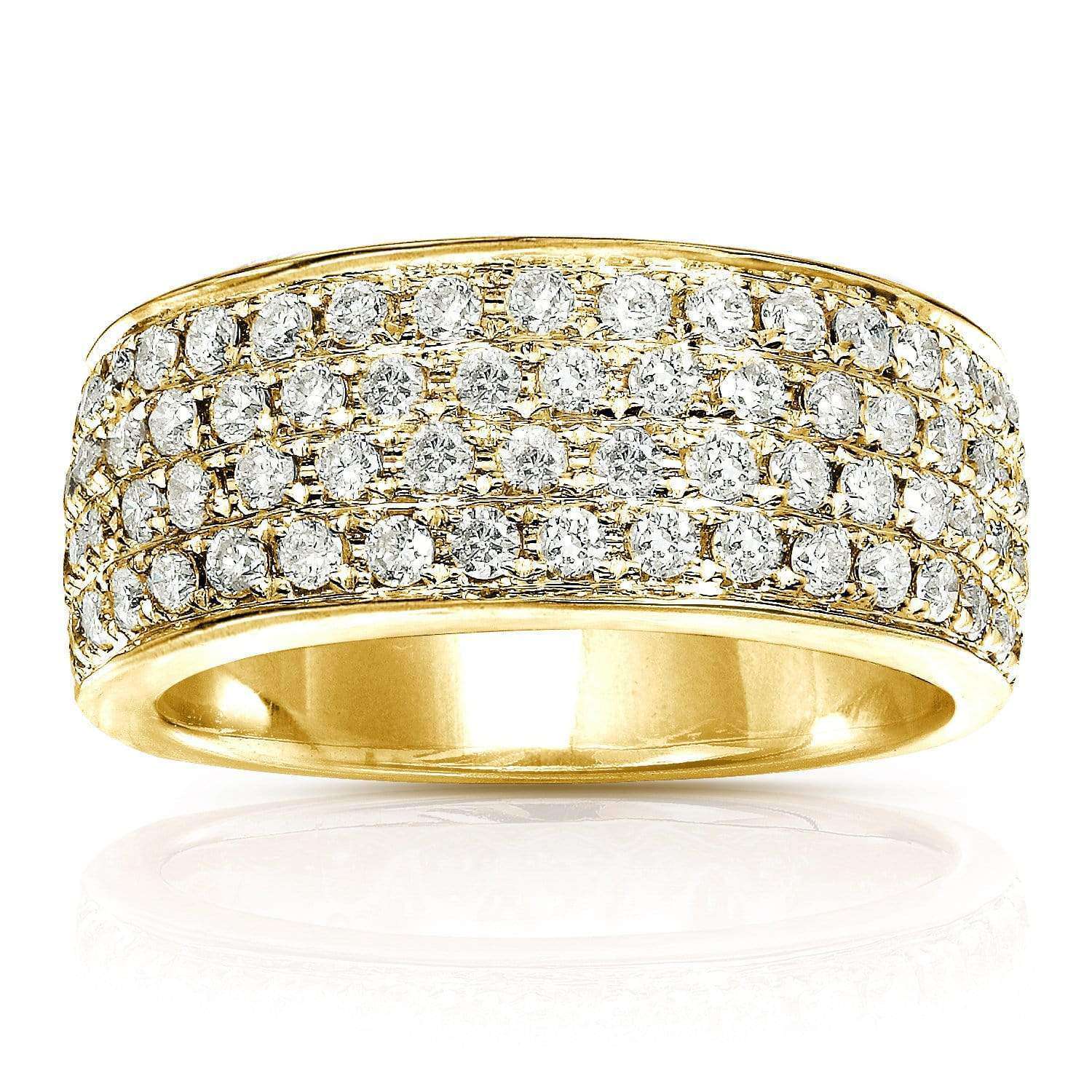 1 Carat (CTW) Four-Row Diamond Honeycomb Pave-set Band in 14K Gold ...