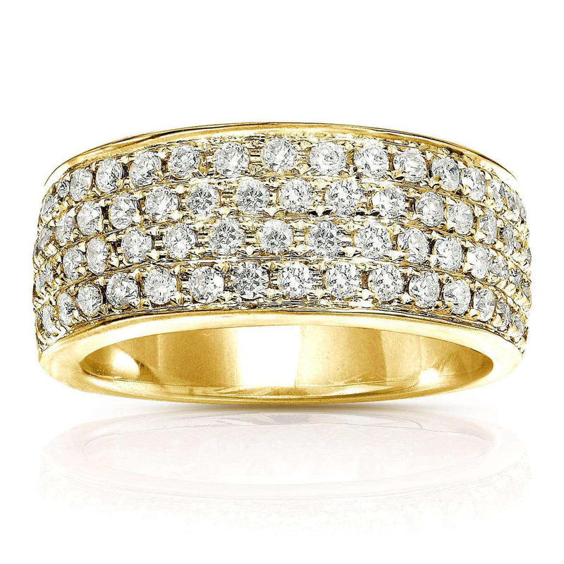 Faixa fashion de diamante de quatro fileiras Kobelli 1ct.tw ouro amarelo 14K