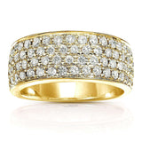Faixa fashion de diamante de quatro fileiras Kobelli 1ct.tw ouro amarelo 14K