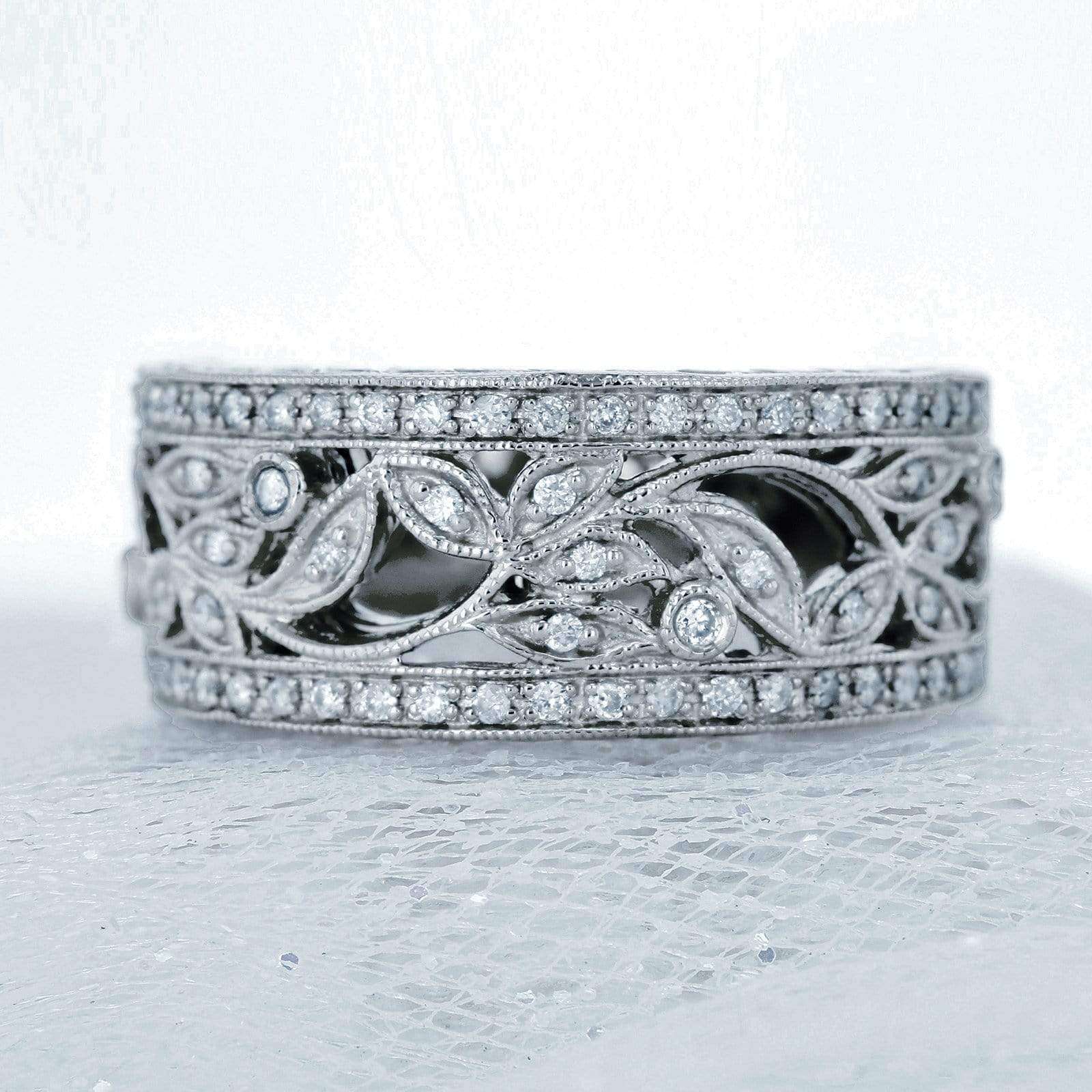 Kobelli Vintage Style Diamond Fashion Floral Band 1/4 carat (ctw) in 14K White Gold