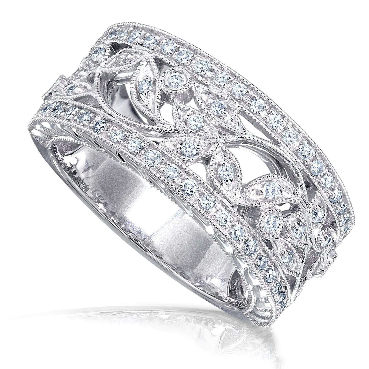 Kobelli Vintage Style Diamond Fashion Floral Band 1/4 carat (ctw) in 14K White Gold
