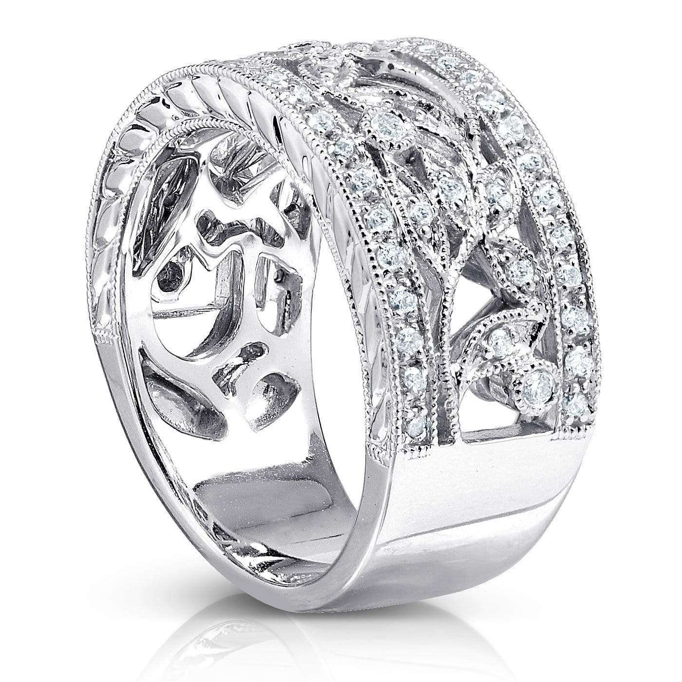 Kobelli Vintage Style Diamond Fashion Floral Band 1/4 carat (ctw) in 14K White Gold