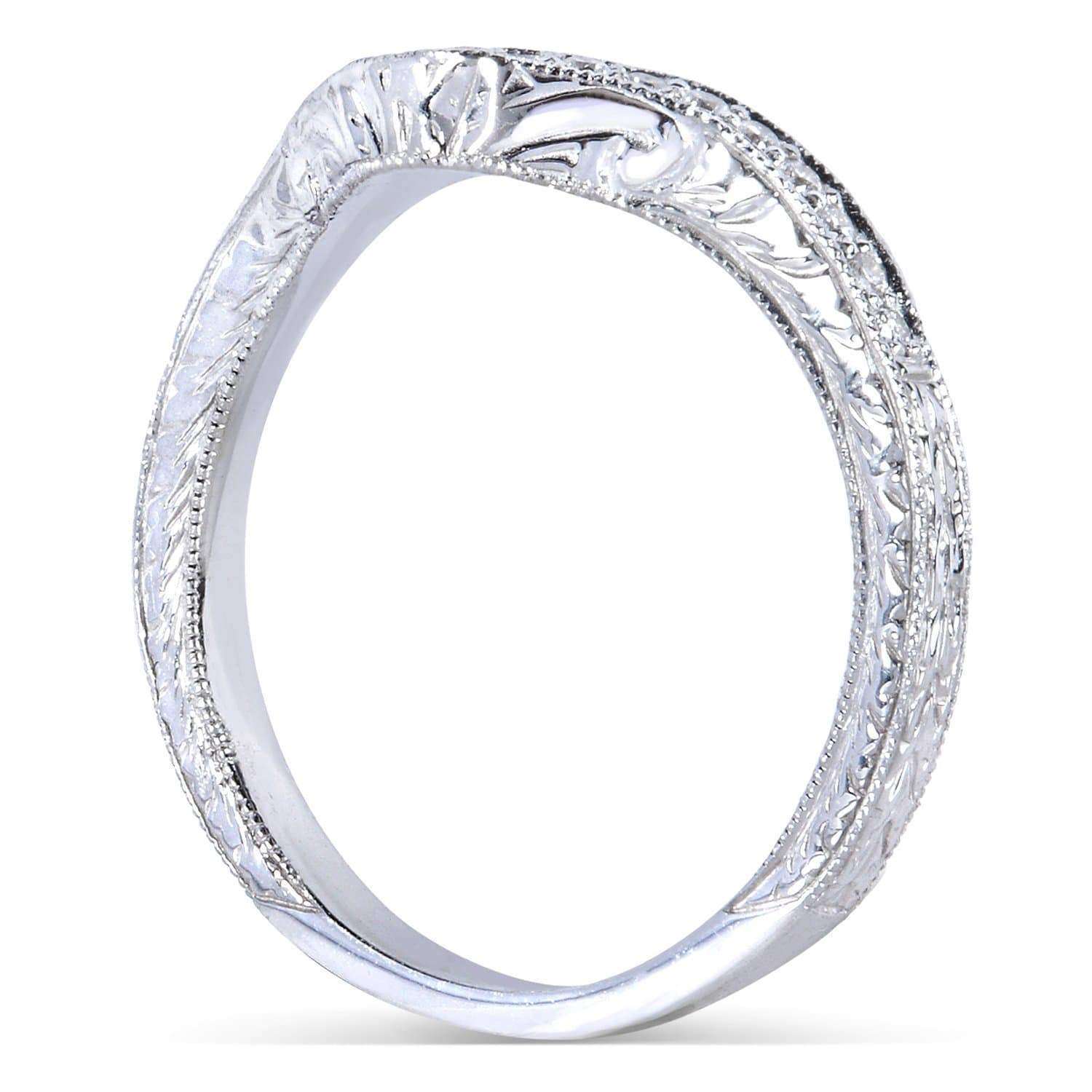 Kobelli Contoured Diamond Band 1/10 Carat (ctw) in 14k White Gold (Matching Band to Ring 31044RD-40ENGDM)