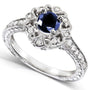 Kobelli Antique Round-cut Sapphire and Diamond Engagement Ring 3/4 Carat (ctw) in 14k White Gold