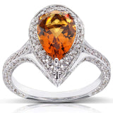 Kobelli Pear Pointed Orange Citrine Diamond Halo Ring (2 7/8 CTW)