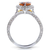 Kobelli birnenförmiger orangefarbener Citrin-Diamant-Halo-Ring (2 7/8 ctw)