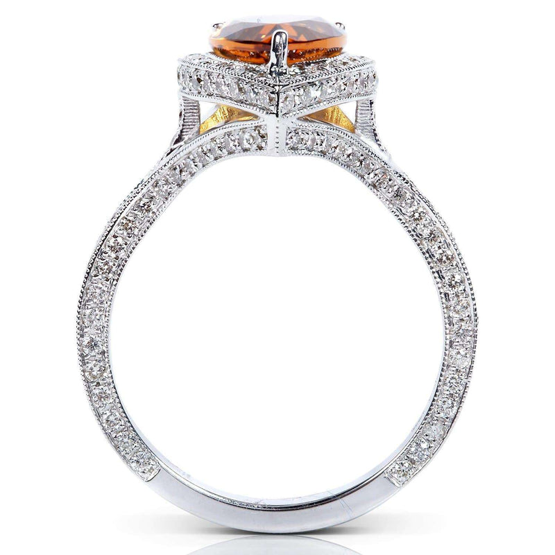 Kobelli Pear Pointed Orange Citrine Diamond Halo Ring (2 7/8 CTW)