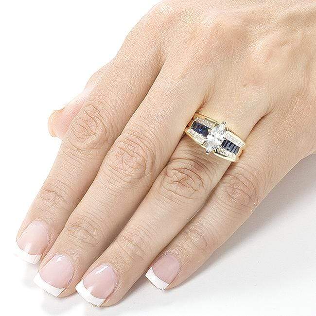 Kobelli 2.75ct TGW Marquise Diamond & Blue Sapphire Channel Ring - Size 6.25 4829X-MQ44C