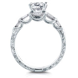 Conjunto de anéis de noiva Kobelli redondos e baguetes com diamante Art Déco certificado 1 4/5 quilates TDW em ouro branco 18k 51248X-102/7,5W