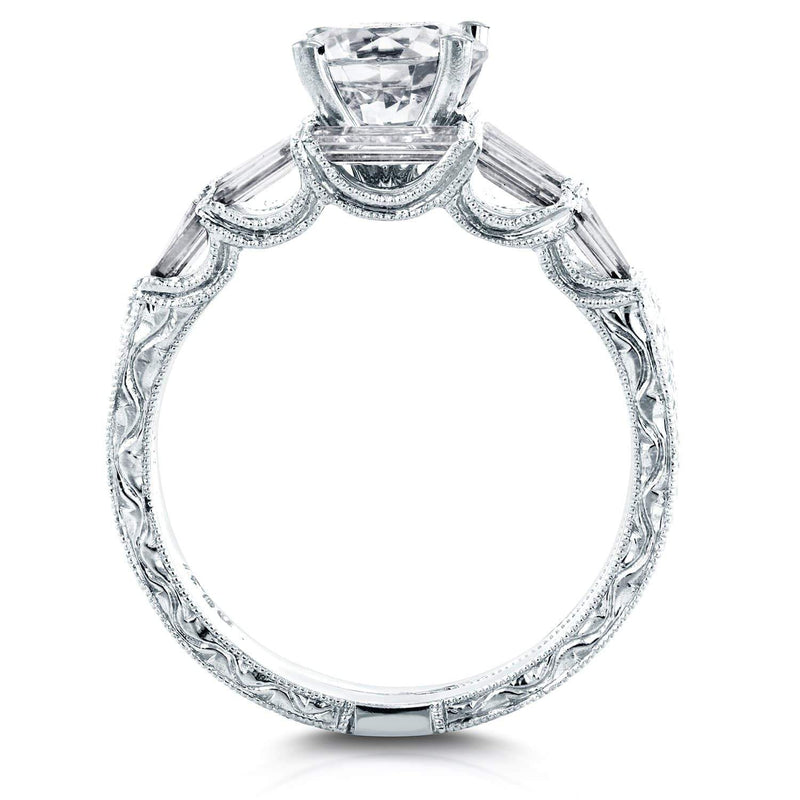 Kobelli Round and Baguette Diamond Art Deco Bridal Rings Set Certified 1 4/5ct TDW in 18k White Gold 51248X-102/7.5W