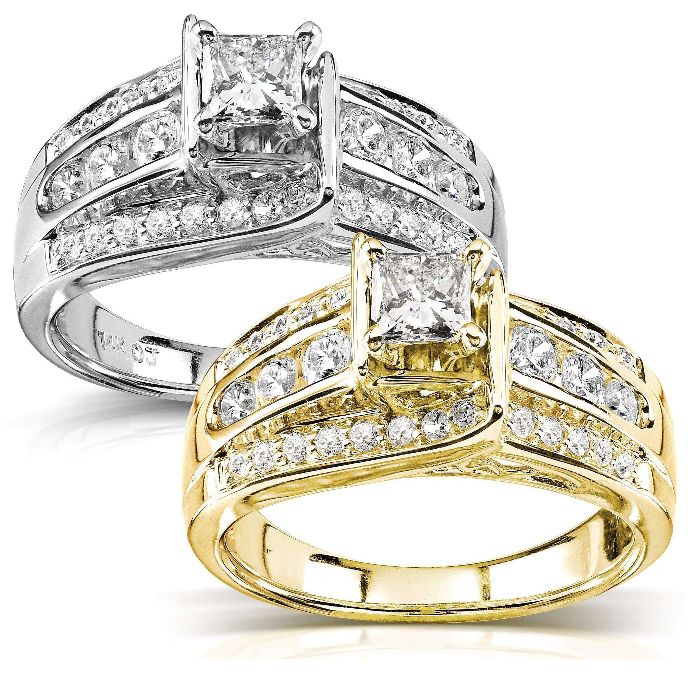 Kobelli Princess Diamond Wide Channel Bypass Engagement Ring 7/8ct.tw