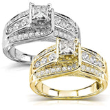 Kobelli Princess Diamond Wide Channel Bypass-Verlobungsring 7/8ct.tw