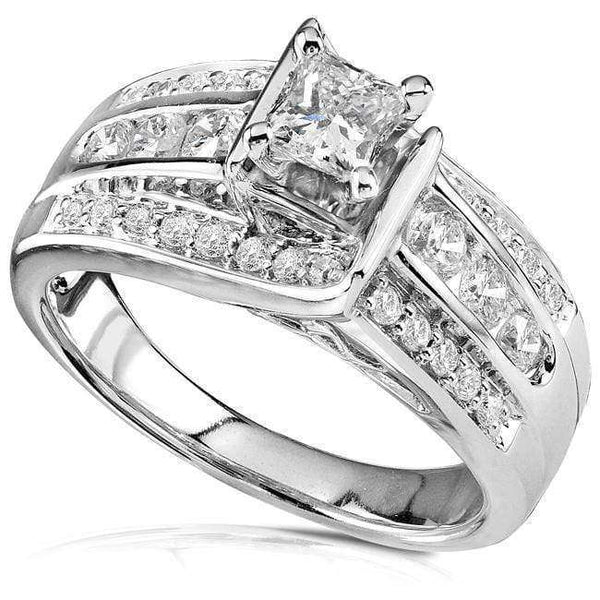 Diamond Engagement Ring 7/8 Carat (ctw) in 14K White or