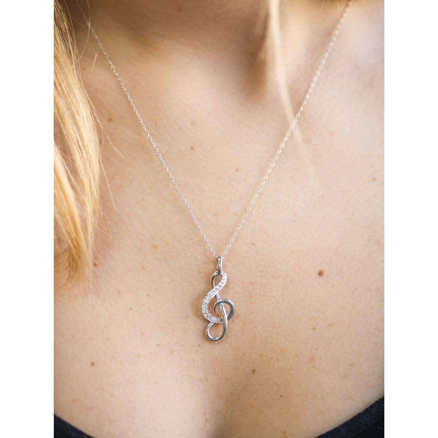 Kobelli Diamond Musical Note (Treble Clef) Pendant & Chain in 14K Gold