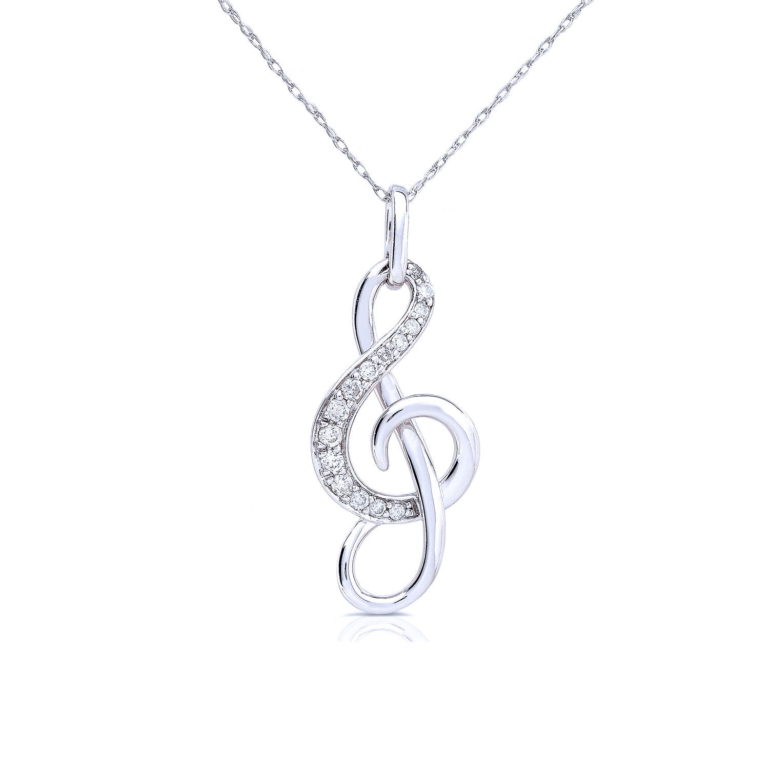 0.15 Carat Natural Diamond Treble Clef Necklace