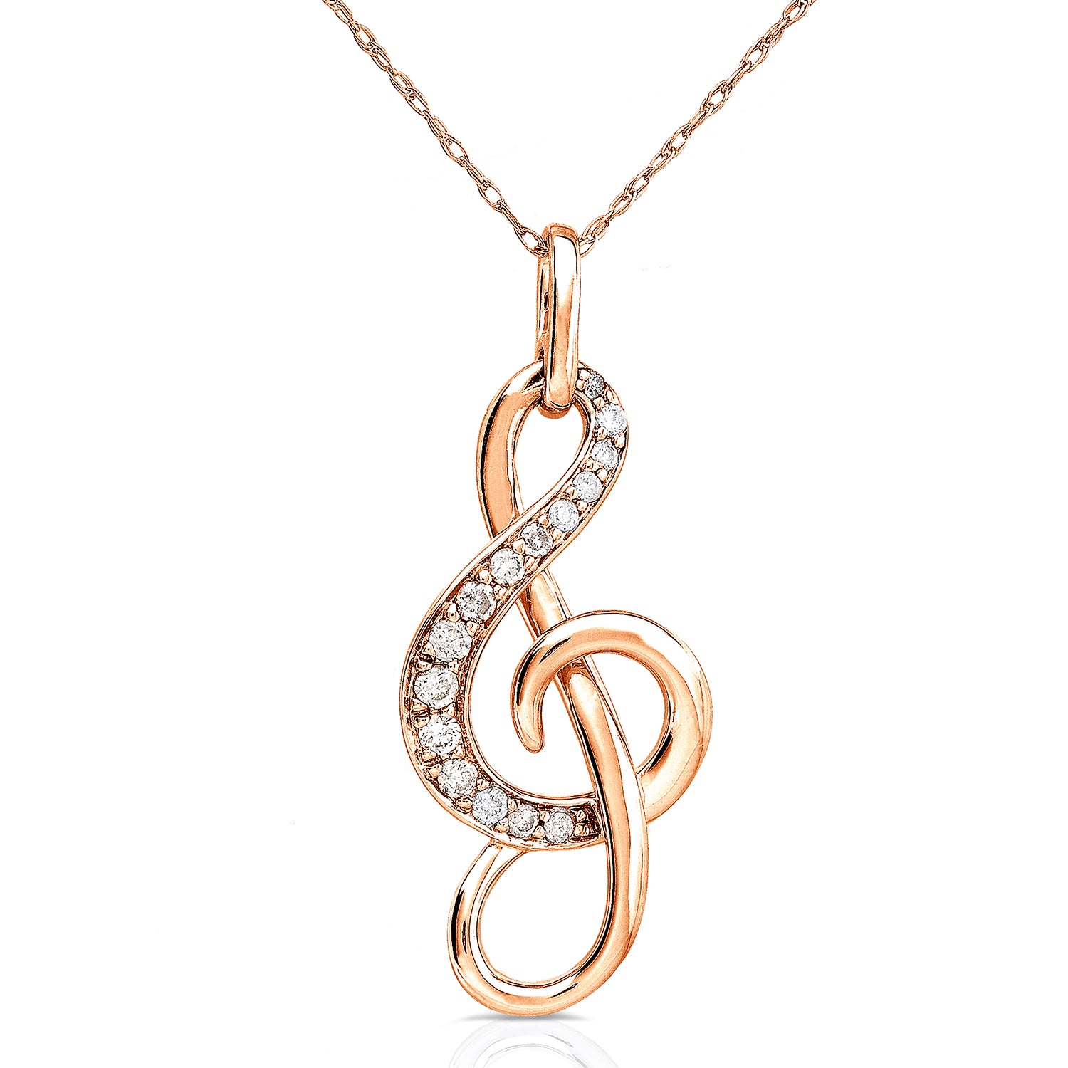 Kobelli Diamond Musical Note (Treble Clef) Pendant & Chain in 14K Gold