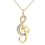 Kobelli Diamond Musical Note (Violinschlüssel)-Anhänger und Kette aus 14-karätigem Gold