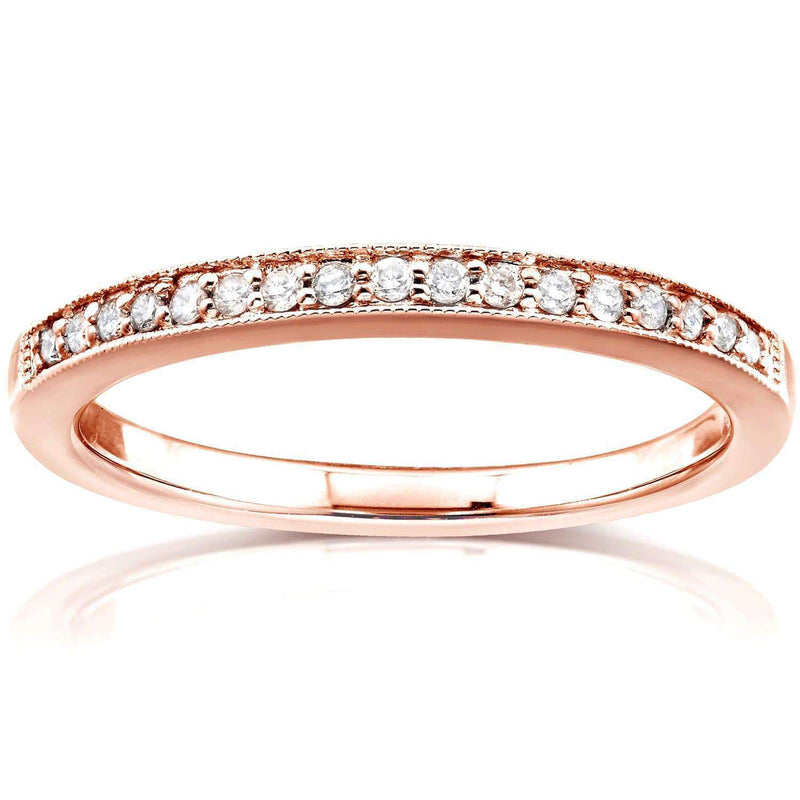 Kobelli Diamond Wedding Ring Milgrain Pave-set Slender Band in 14k Gold