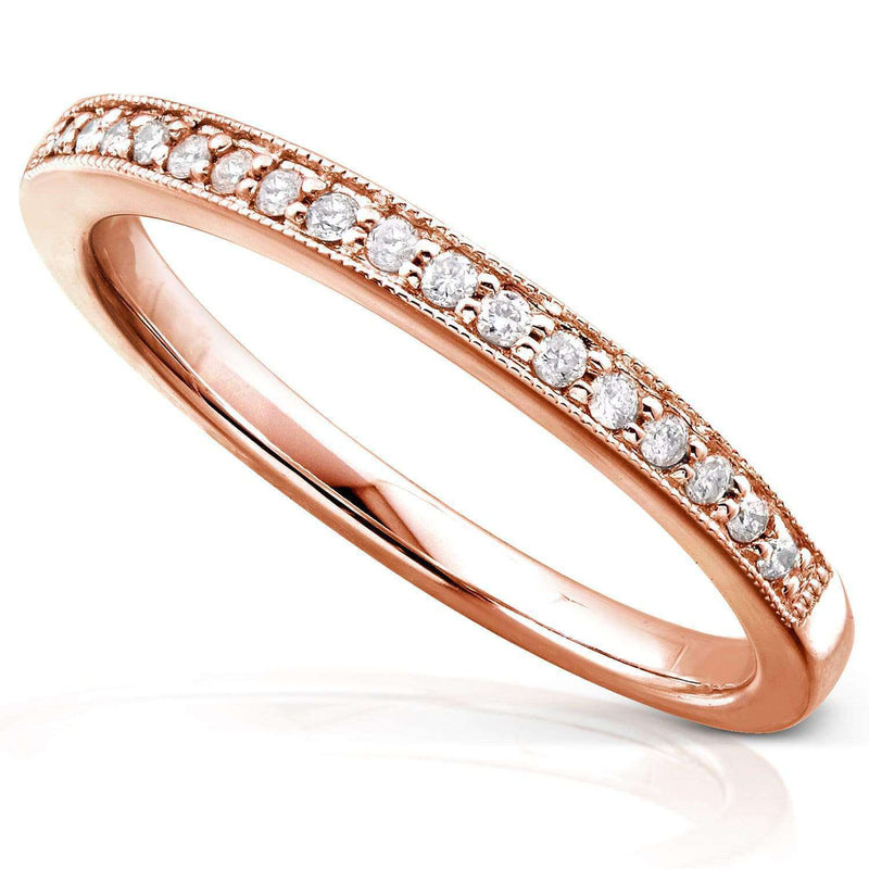 Kobelli Diamond Wedding Ring Milgrain Pave-set Slender Band in 14k Gold