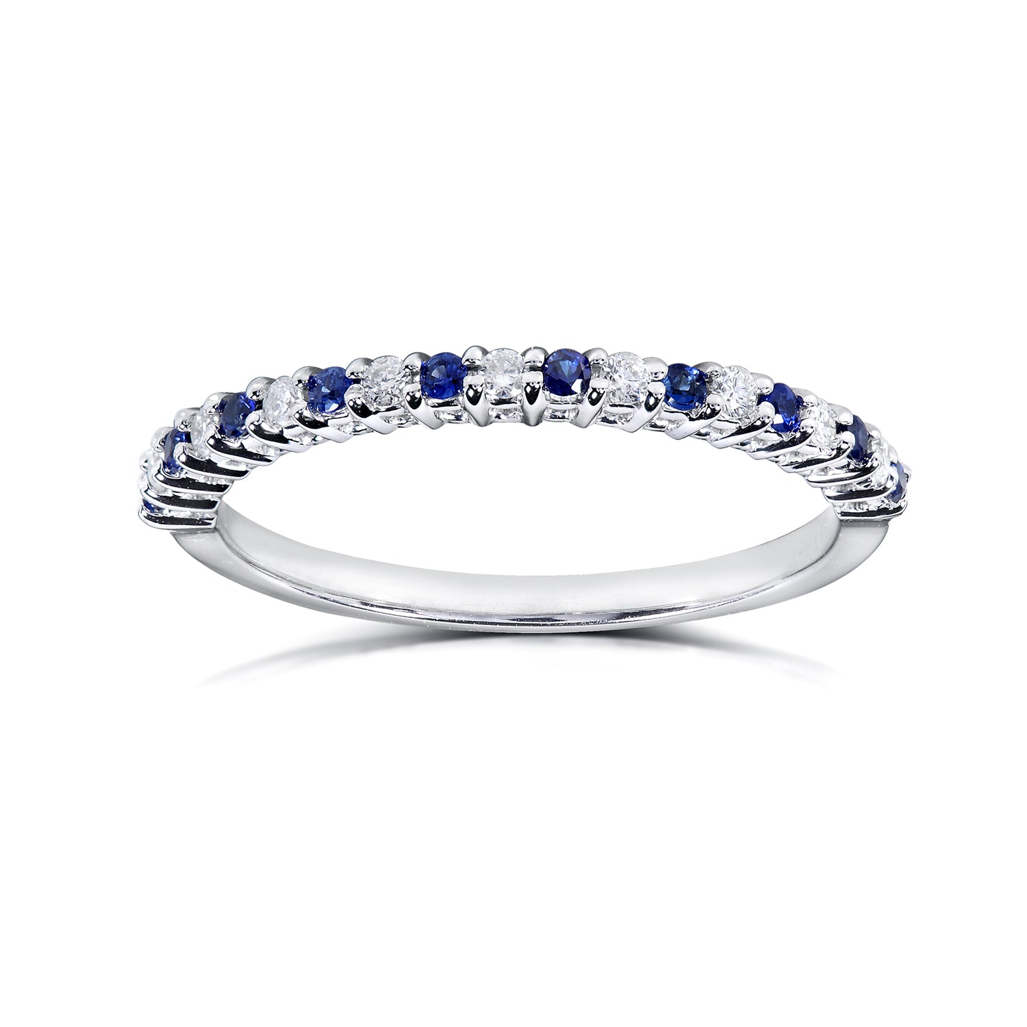 0.25 Carat Natural Diamond & Sapphire Half Eternity Ridged Ring