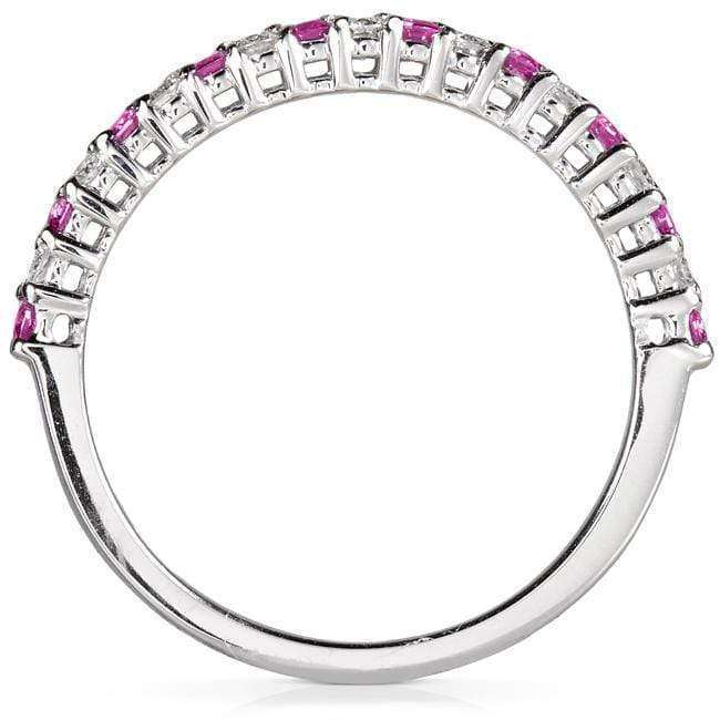 Kobelli Alternating Pink Sapphire White Diamond Gold Band (1/4ct TCW)
