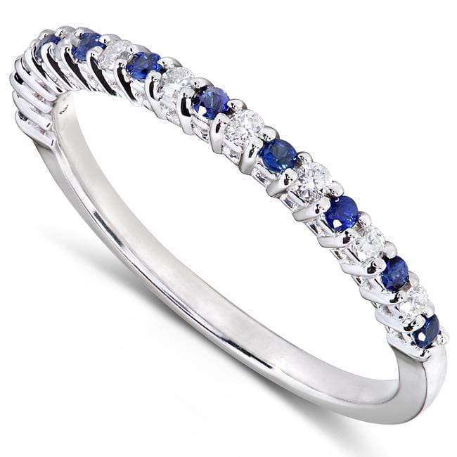 Kobelli Round Diamond & Blue Sapphire Band 1/4 carat (ctw) in 14kt White Gold