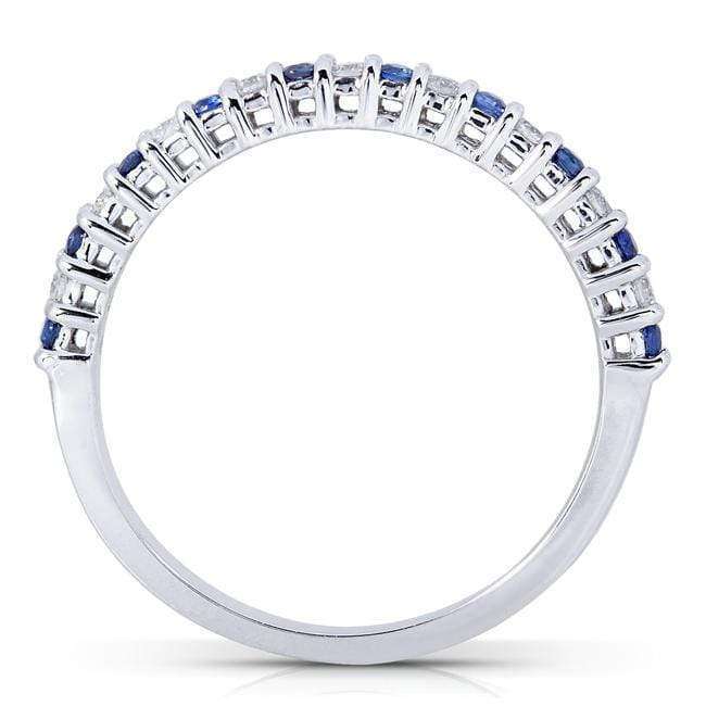Kobelli Round Diamond & Blue Sapphire Band 1/4 carat (ctw) in 14kt White Gold