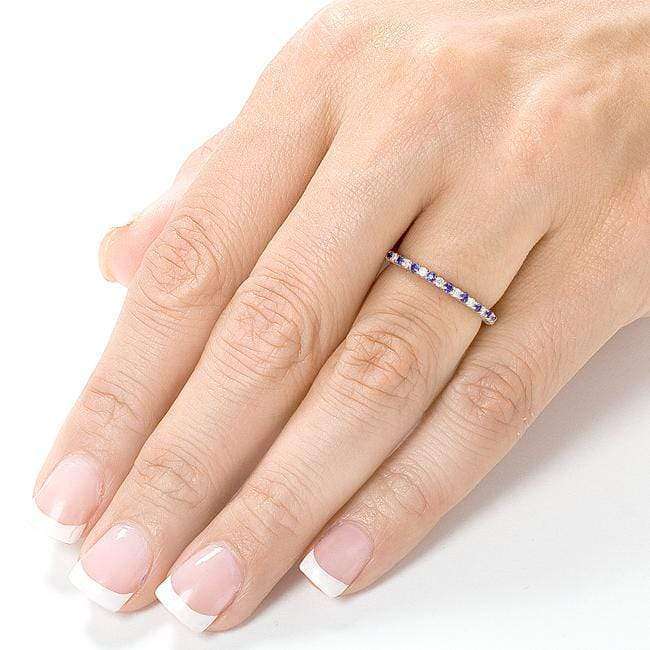 Kobelli Round Diamond & Blue Sapphire Band 1/4 carat (ctw) in 14kt White Gold