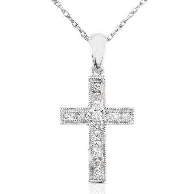 Kobelli Diamond Cross Pendant 1/6 carats total in 14k White Gold (18" Chain)