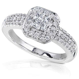 Kobelli Halo Invisible Cluster Diamond Engagement Ring 1/2ct.tw 14K White Gold
