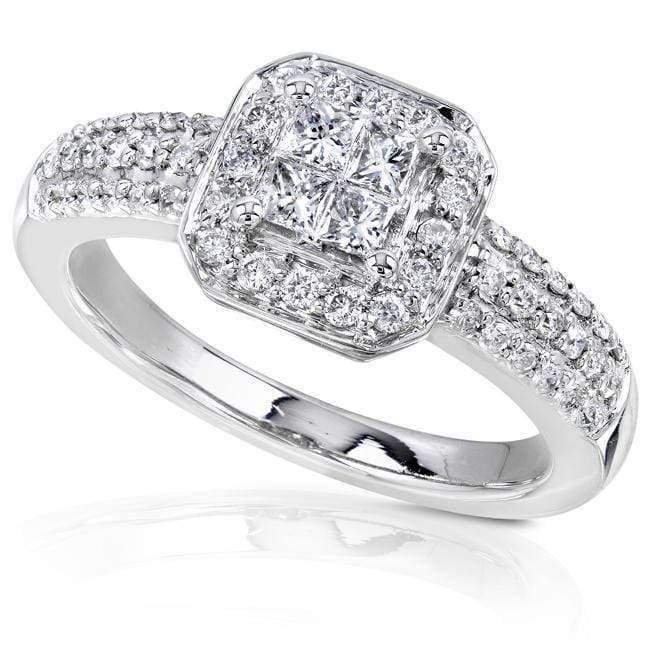 Kobelli Halo Invisible Cluster Diamond Engagement Ring 1/2ct.tw 14K White Gold