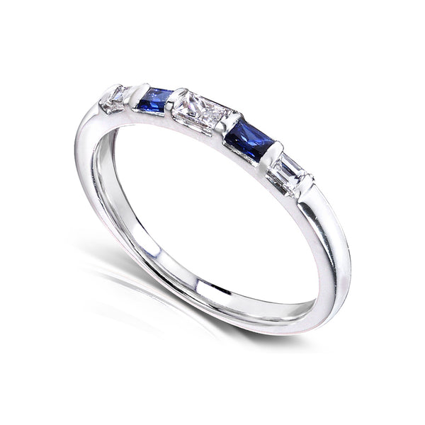 Blue Sapphire and Diamond Ring 1/4 Carat (ctw) In 14k White Gold