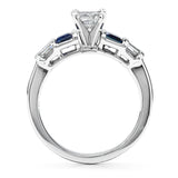 Kobelli blå safir & diamant bryllupsringer sett 1 1/4 karat (ctw) i 14 k hvitt gull