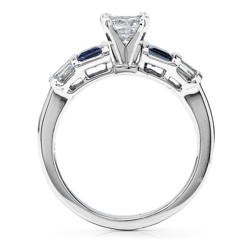 Kobelli Blue Sapphire & Diamond Wedding Rings Set 1 1/4 Carat (ctw) In 14k White Gold