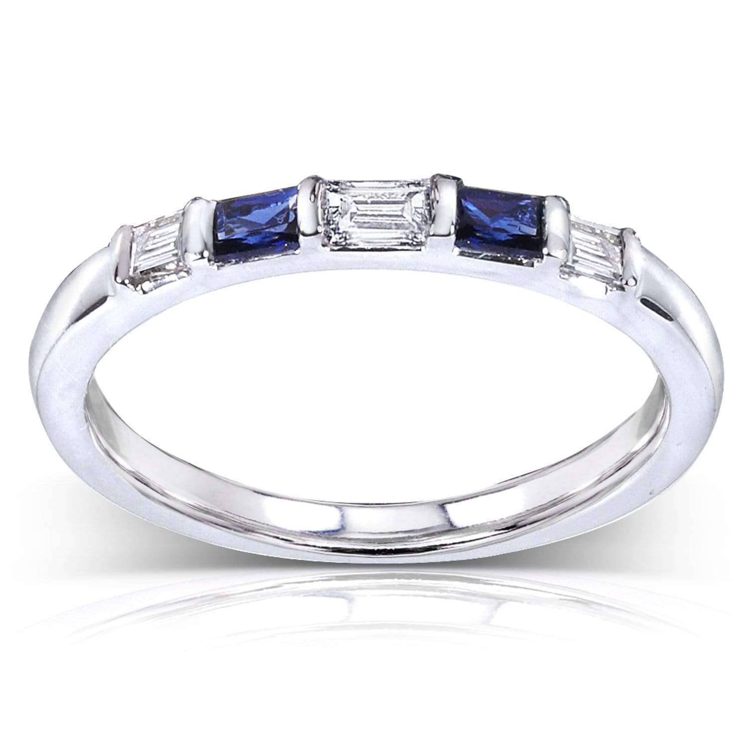 Kobelli Blue Sapphire and Diamond Ring 1/4 Carat (ctw) In 14k White Gold