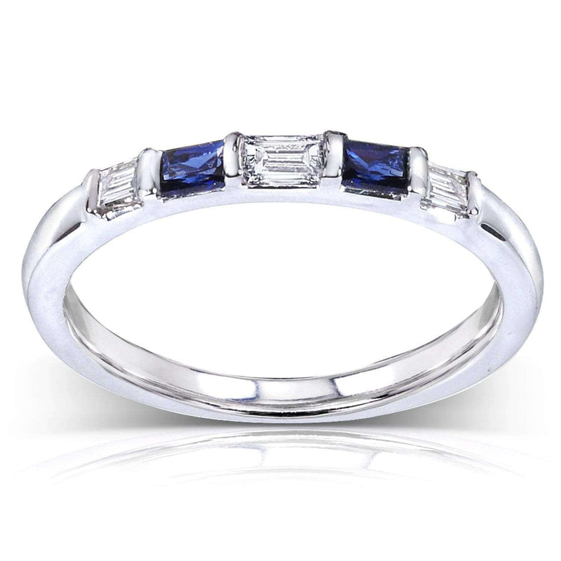 Kobelli Blue Sapphire and Diamond Ring 1/4 Carat (ctw) In 14k White Gold