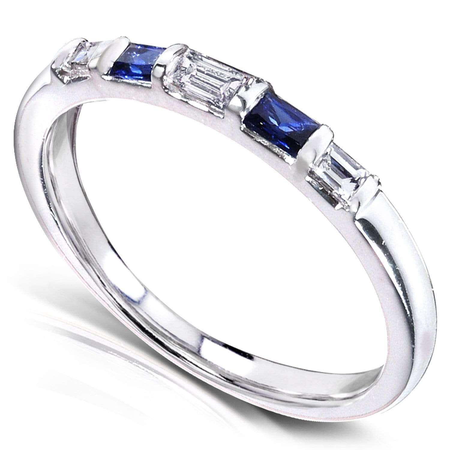 Kobelli Blue Sapphire and Diamond Ring 1/4 Carat (ctw) In 14k White Gold
