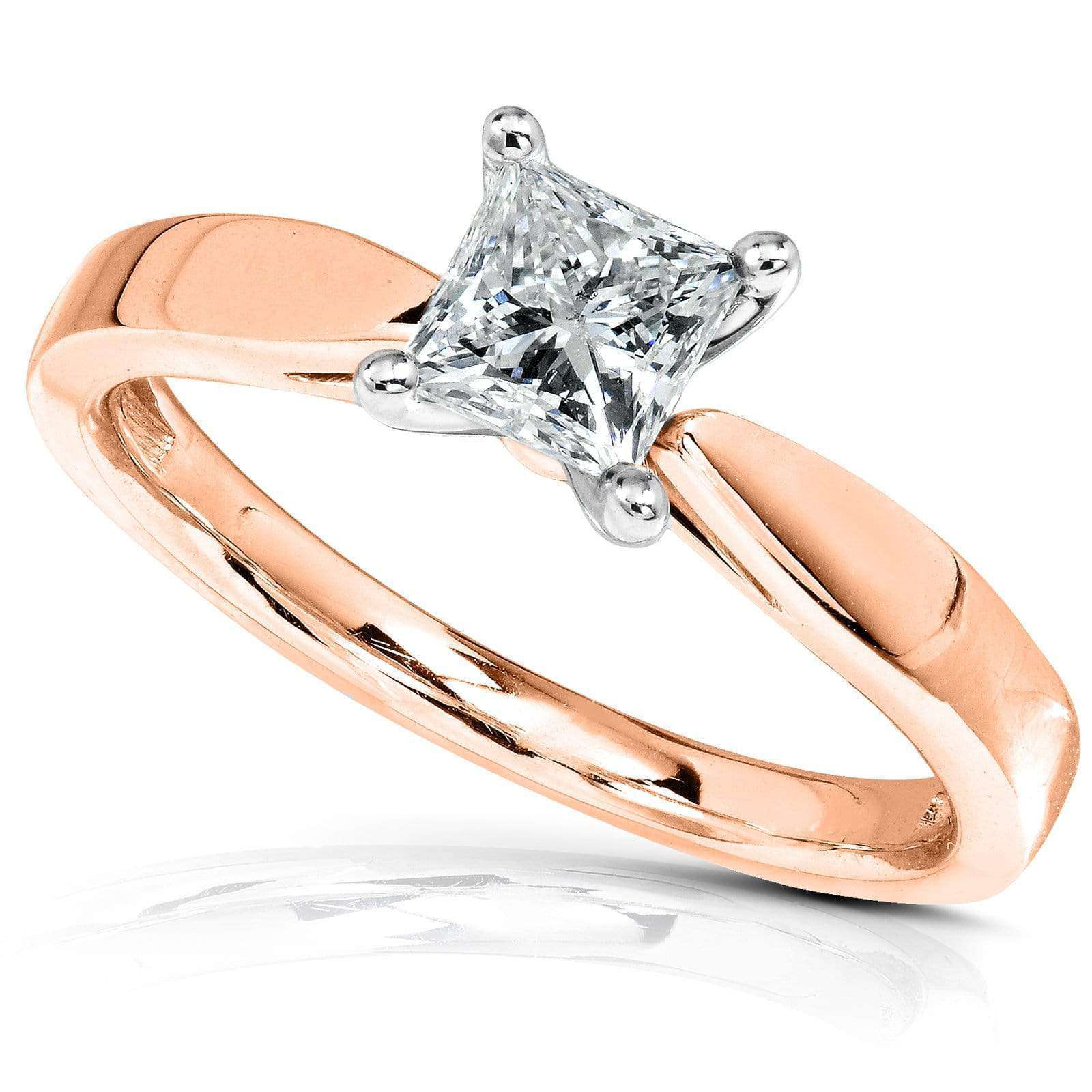 Kobelli Princess Diamond 1/2ct Solitaire Taper Shank Ring 14k Gold 61432PRI-50/4.5R