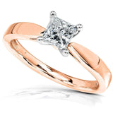 Kobelli prinsesse diamant 1/2 karat solitaire konisk skaft ring 14 karat guld 61432pri-50/4.5r