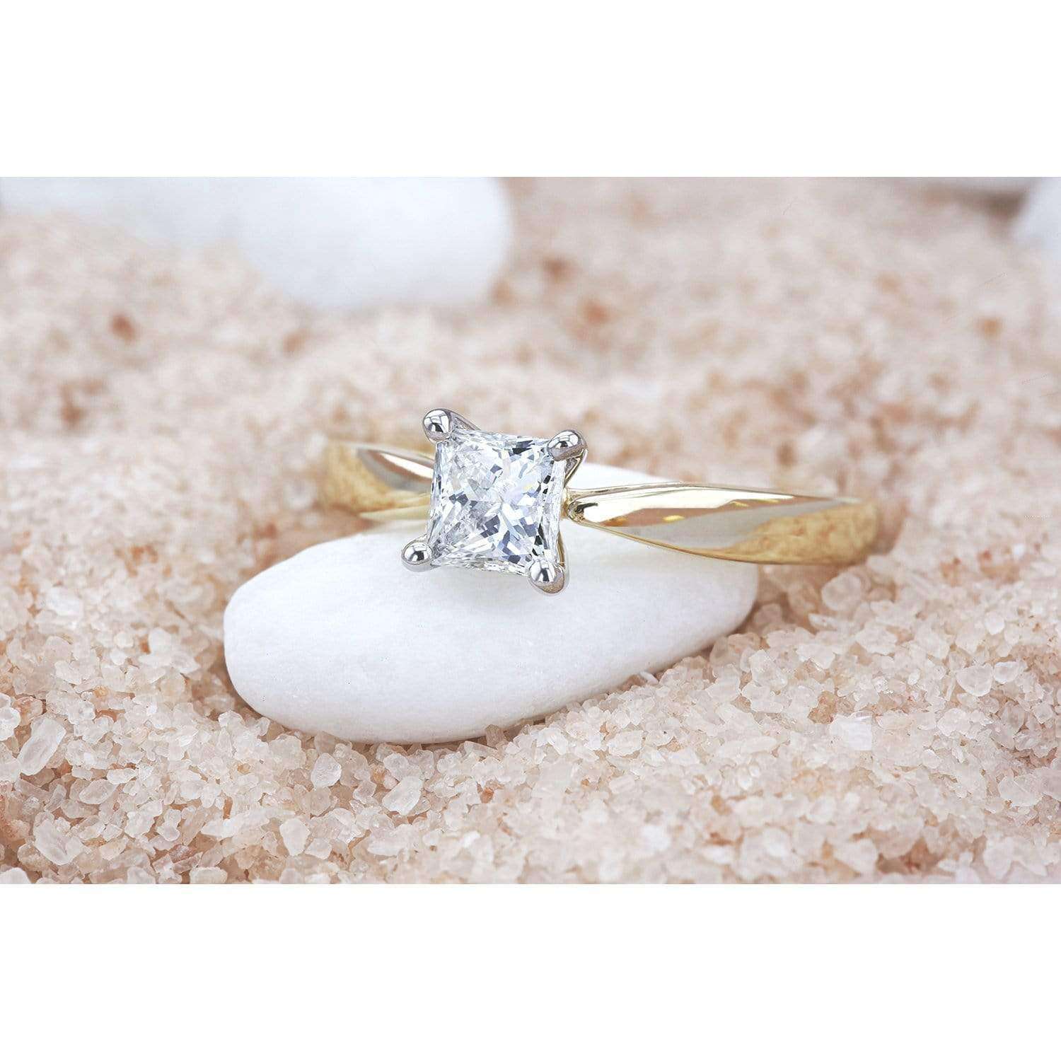 Kobelli Princess Diamond 1/2ct Solitaire Taper Shank Ring 14k Gold