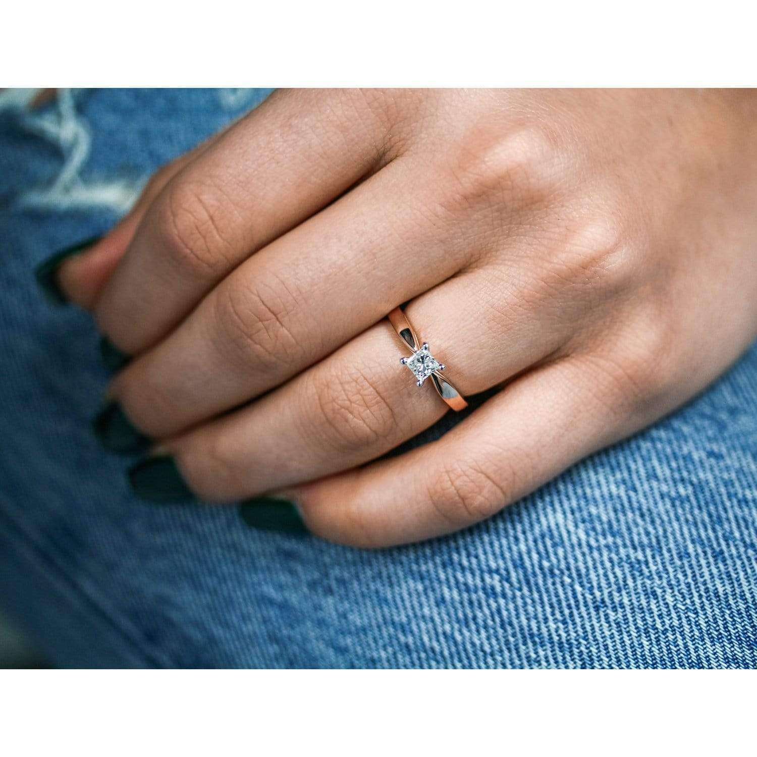 Kobelli Princess Diamond 1/2ct Solitaire Taper Shank Ring 14k Gold