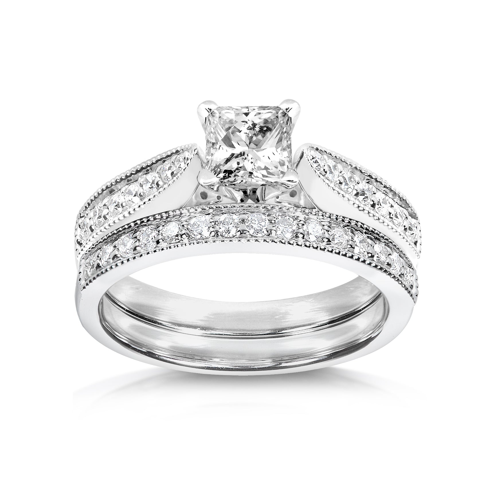 0.8 Carat Natural Diamond Princess Sophie Bridal Set