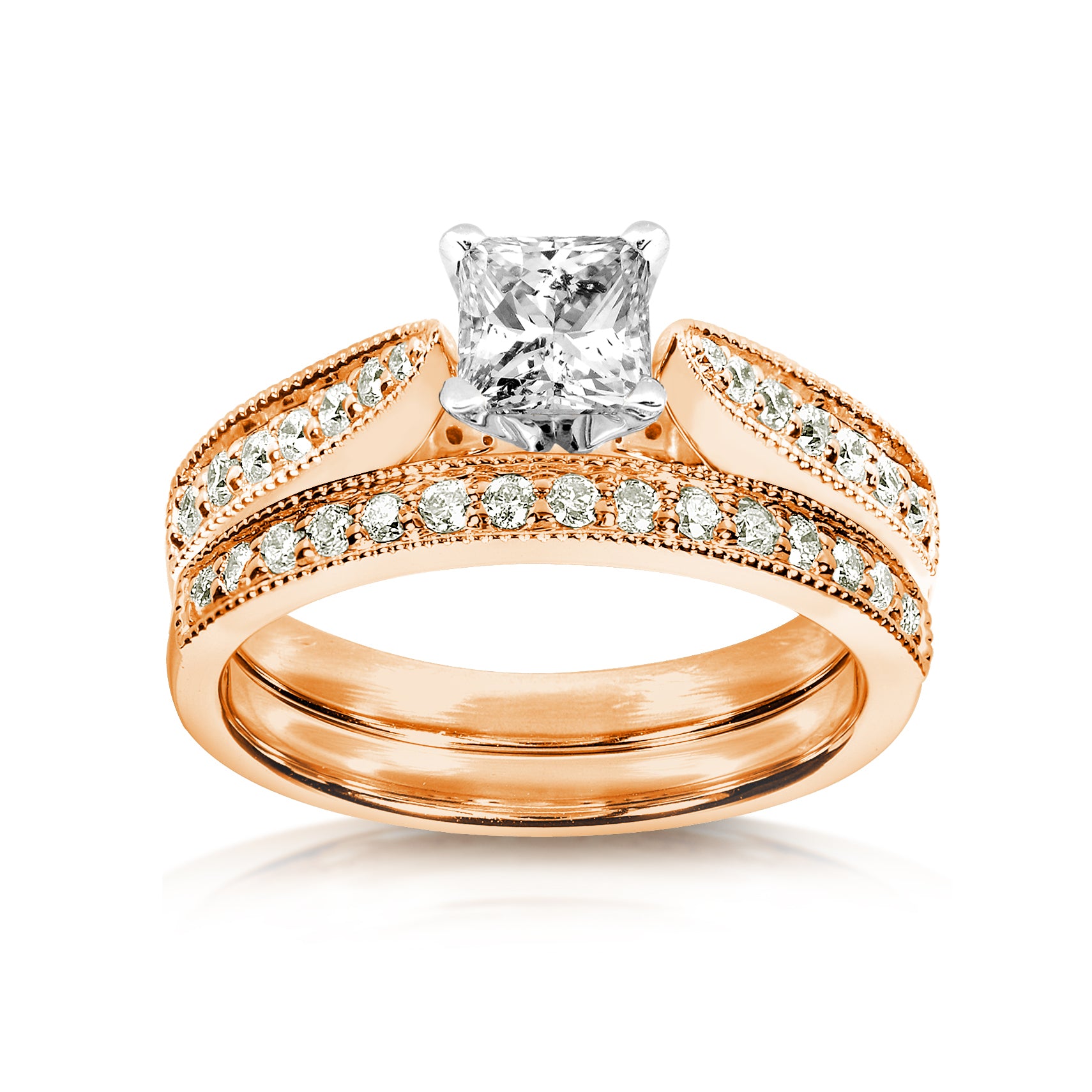 0.8 Carat Natural Diamond Princess Sophie Bridal Set