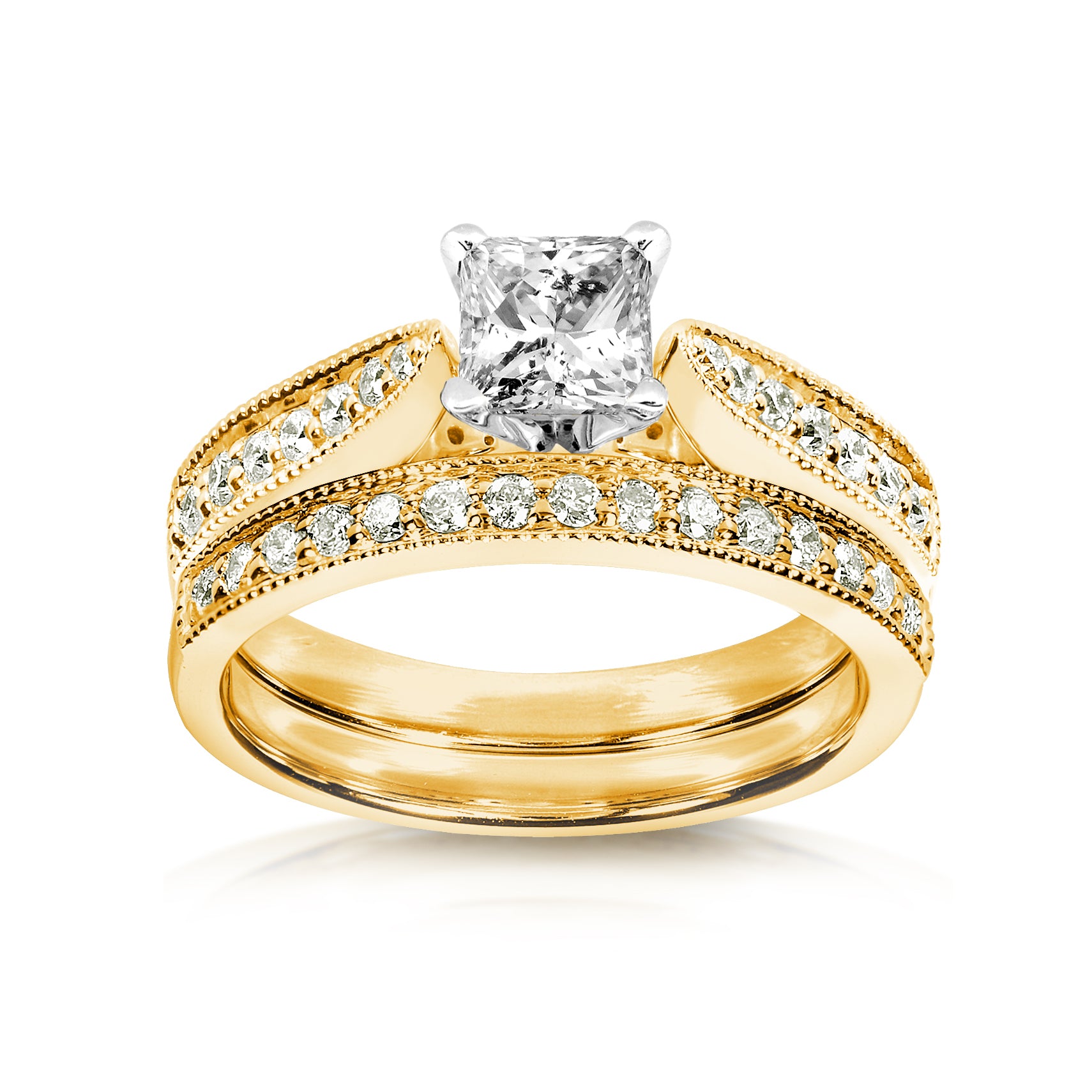 0.8 Carat Natural Diamond Princess Sophie Bridal Set