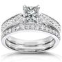 Kobelli Princess Diamond Peg-head Milgrain Pave Bridal Set 4/5ct.tw 14k Gold