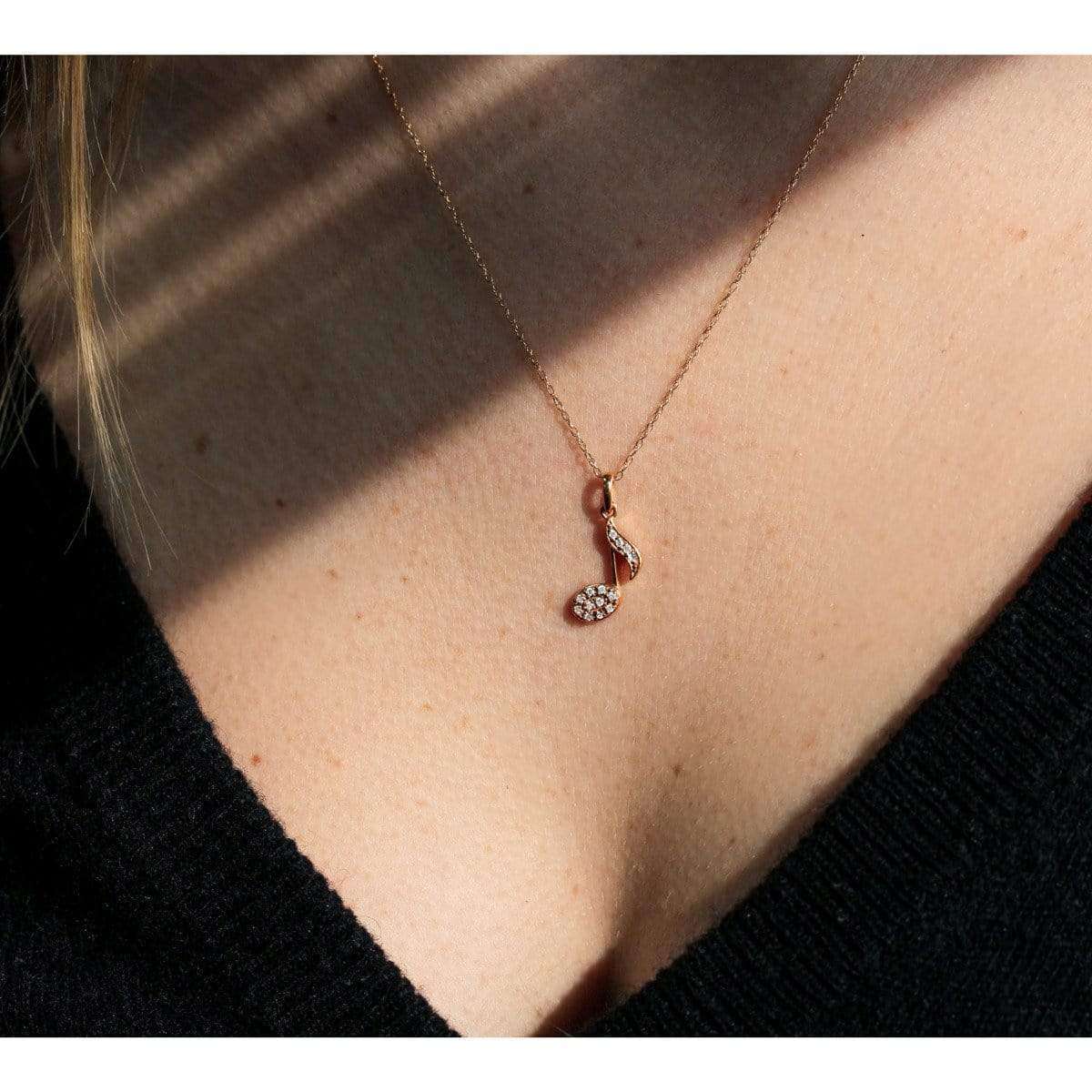 Kobelli Diamond Musical Symbol (Eighth Note) Pendant & Chain in 14K White Gold