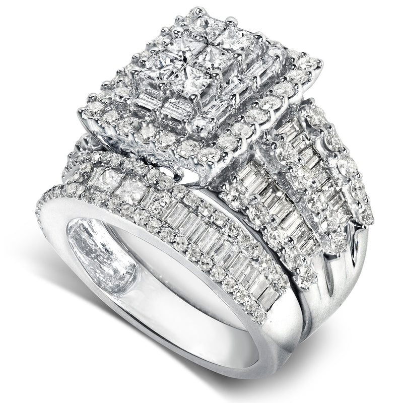 Kobelli Square Cluster Composite Diamond Bridal Set 2 5/8 CTW 14K White Gold
