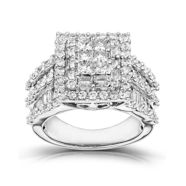 2 Carats Square Cluster Diamond Engagement Ring