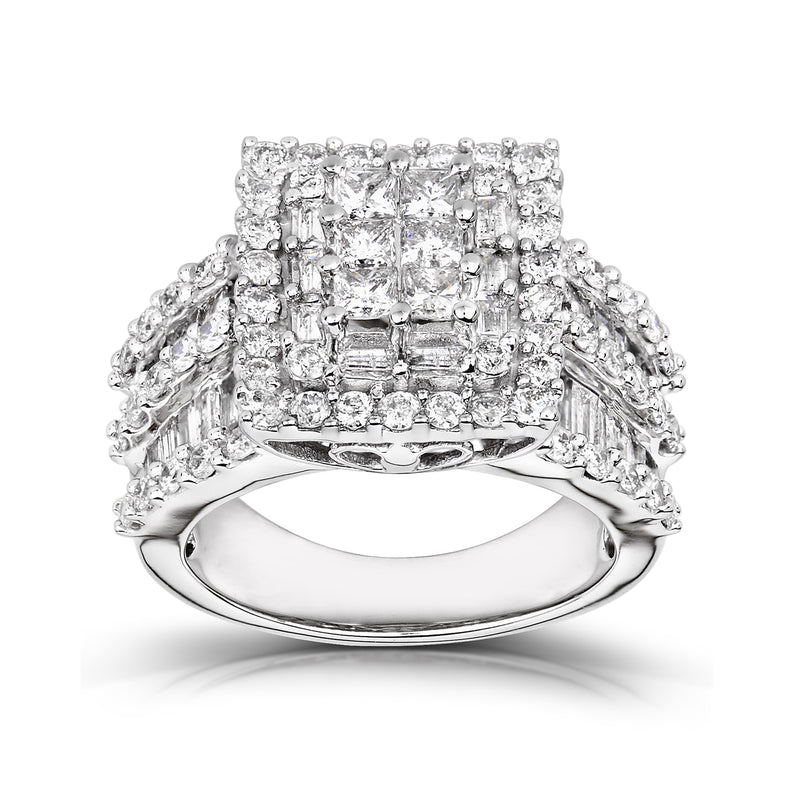 2 Carats Square Cluster Diamond Engagement Ring – Kobelli