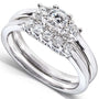 Kobelli Diamond 3-Stone Solid Shank Bridal Set 1/2ct.tw 14k White Gold
